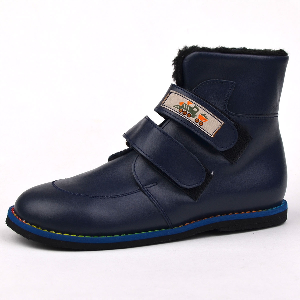 Magasszárú dr Leo bélelt fiúcipő kék színben - box bőr Magasszárú dr Leo bélelt fiúcipő kék színben - box bőr